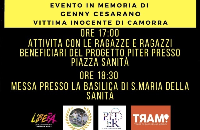 6 settembre: i ragazzi del Progetto P.I.T.E.R. per Genny Cesarano, vittima innocente di camorra